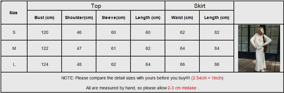 Women’s Elegant Solid Mohair Skirt Suit - Autumn/Winter Knit O Neck Pullover Sweater 2-Piece Set