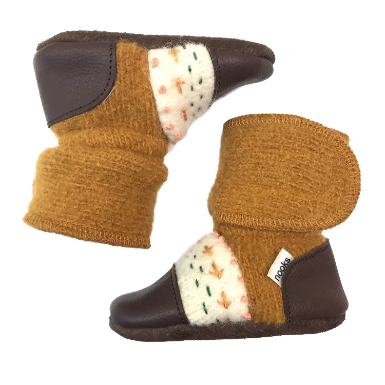 Wool Booties: Embroidered felted
