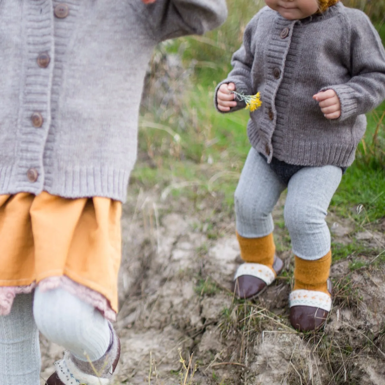 Wool Booties: Embroidered felted