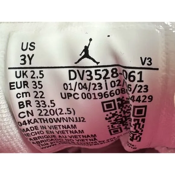 Youth Nike Air Jordan 6 Retro Low White/Black/Pink Sneakers Sz 3Y EUC!