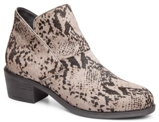 Zest cool grey snake ankle booties